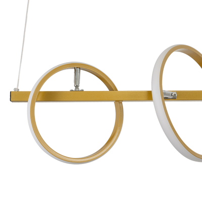 GloboStar® CIRCOLARE 61322 Κρεμαστό Φωτιστικό Οροφής Design LED CCT 75W 8400lm 360° AC 220-240V - Εναλλαγή Φωτισμού μέσω Τηλεχειριστηρίου All In One Ψυχρό 6000k+Φυσικό 4500k+Θερμό 2700k Dimmable Μ120 x Π25 x Υ25cm - Χρυσό - 3 Χρόνια Εγγύηση