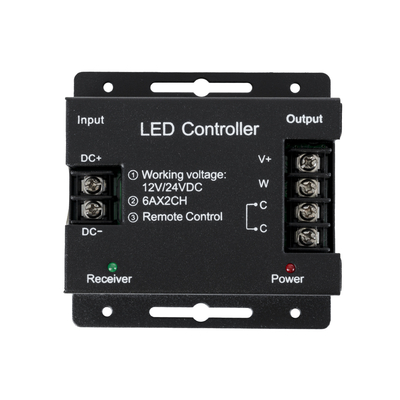 GloboStar® 73351 RFTC-02 DC Dimmer High Speed Controller 2 Κανάλιων DC 12-24V 2 x 6A 288W - Max 12A 288W - IP20 Μ8.3 x Π8.3 x Υ3.2cm - 3 Χρόνια Εγγύηση