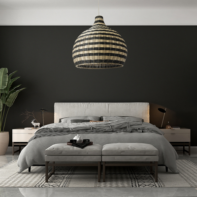 GloboStar® JAMAICA 01955 Boho Κρεμαστό Φωτιστικό Καμπάνα Μονόφωτο 1 x E27 IP20 Μπεζ & Χακί Ξύλο - Μ60 x Π60 x Υ60cm