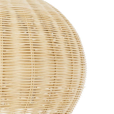 GloboStar® RAITO 01824 Boho Κρεμαστό Φωτιστικό Καμπάνα Μονόφωτο 1 x E27 IP20 Μπεζ Ξύλο - Μ40 x Π40 x Υ25cm