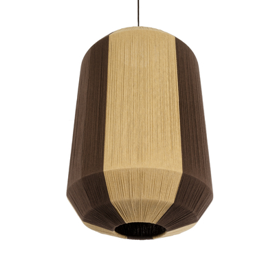 GloboStar® SALERNO 02076 Boho Κρεμαστό Φωτιστικό Πλέγμα Μονόφωτο 1 x E27 IP20 Μπεζ & Καφέ Σχοινί - Μ50 x Π50 x Υ80cm