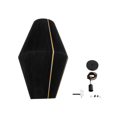 GloboStar® SALERNO 02078 Boho Κρεμαστό Φωτιστικό Πλέγμα Μονόφωτο 1 x E27 IP20 Μαύρο & Μπεζ Σχοινί - Μ50 x Π50 x Υ80cm