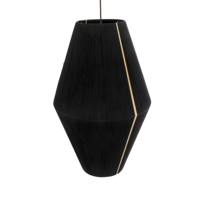 GloboStar® SALERNO 02078 Boho Κρεμαστό Φωτιστικό Πλέγμα Μονόφωτο 1 x E27 IP20 Μαύρο & Μπεζ Σχοινί - Μ50 x Π50 x Υ80cm