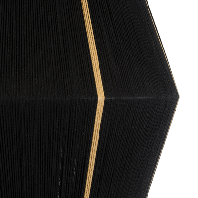 GloboStar® SALERNO 02078 Boho Κρεμαστό Φωτιστικό Πλέγμα Μονόφωτο 1 x E27 IP20 Μαύρο & Μπεζ Σχοινί - Μ50 x Π50 x Υ80cm