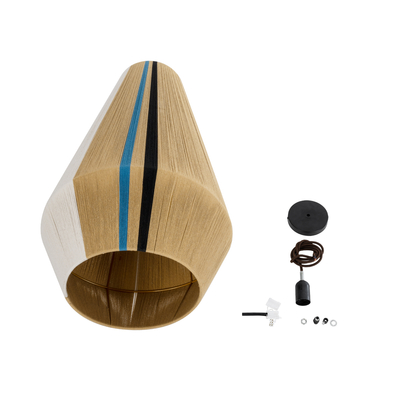 GloboStar® SALERNO 02079 Boho Κρεμαστό Φωτιστικό Πλέγμα Μονόφωτο 1 x E27 IP20 Πολύχρωμο Σχοινί - Μ50 x Π50 x Υ90cm