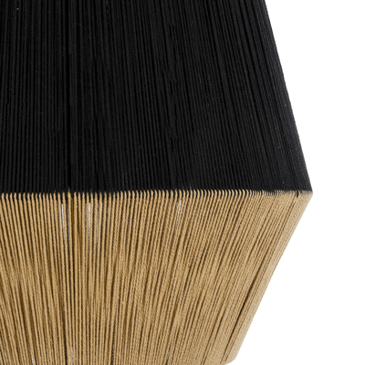 GloboStar® SALERNO 02080 Boho Κρεμαστό Φωτιστικό Πλέγμα Μονόφωτο 1 x E27 IP20 Μαύρο & Μπεζ Σχοινί - Μ50 x Π50 x Υ80cm