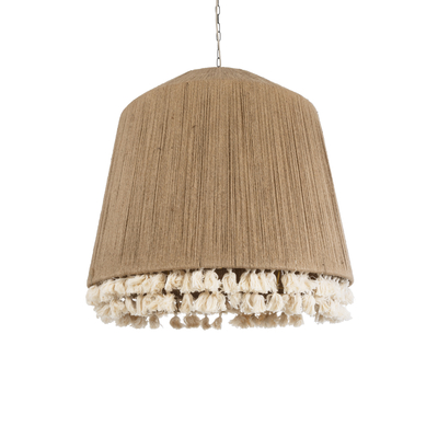 GloboStar® PUERTORICO 02093 Boho Κρεμαστό Φωτιστικό Καμπάνα Τρίφωτο 3 x E27 IP20 Μπεζ & Λευκό Σχοινί - Μ80 x Π80 x Υ80cm