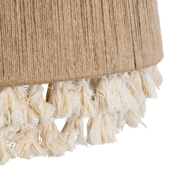 GloboStar® PUERTORICO 02093 Boho Κρεμαστό Φωτιστικό Καμπάνα Τρίφωτο 3 x E27 IP20 Μπεζ & Λευκό Σχοινί - Μ80 x Π80 x Υ80cm