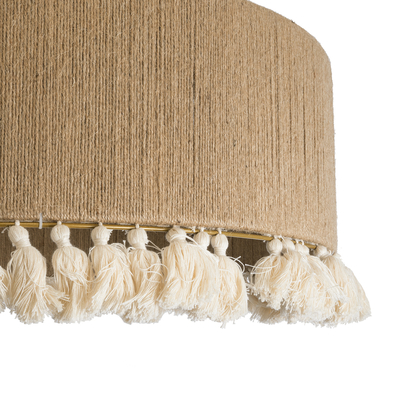 GloboStar® PUERTORICO 02095 Boho Κρεμαστό Φωτιστικό Καπέλο Τριφωτο 3 x E27 IP20 Μπεζ & Λευκό Σχοινί - Μ80 x Π80 x Υ27cm