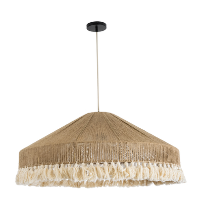 GloboStar® PUERTORICO 02099 Boho Κρεμαστό Φωτιστικό Καμπάνα Τριφωτο 3 x E27 IP20 Μπεζ & Λευκό Σχοινί - Μ80 x Π80 x Υ35cm