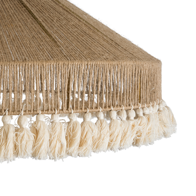 GloboStar® PUERTORICO 02099 Boho Κρεμαστό Φωτιστικό Καμπάνα Τριφωτο 3 x E27 IP20 Μπεζ & Λευκό Σχοινί - Μ80 x Π80 x Υ35cm