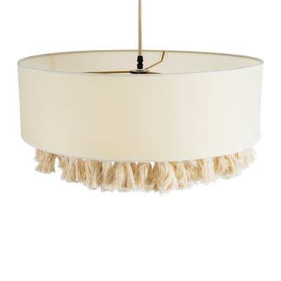 GloboStar® GINGER 02100 Boho Κρεμαστό Φωτιστικό Καπέλο Μονόφωτο 1 x E27 IP20 Μπεζ Ύφασμα με Μπεζ Σχοινί - Μ50 x Π50 x Υ25cm