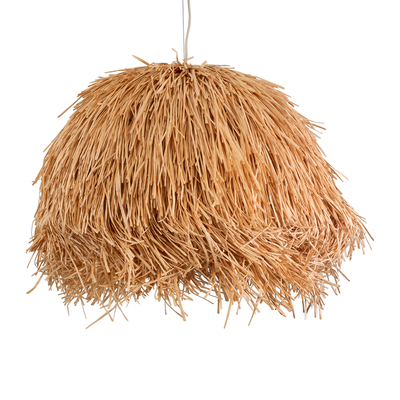 GloboStar® GUADELOUPE 02155 Boho Κρεμαστό Φωτιστικό Πλέγμα Μονόφωτο 1 x E27 IP20 Καφέ Ράφια - Μ80 x Π80 x Υ60cm