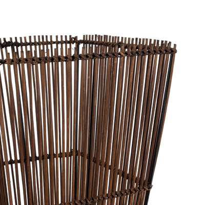 GloboStar® PALMA 02275 Boho Επιδαπέδιο Φωτιστικό Δίφωτο 2 x E27 IP20 Καφέ Ξύλο - Μ30 x Π30 x Υ130cm