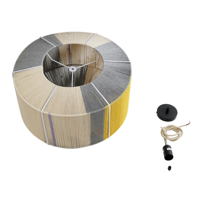 GloboStar® SALERNO 02290 Boho Κρεμαστό Φωτιστικό Πλέγμα Μονόφωτο 1 x E27 IP20 Πολύχρωμο Σχοινί - Μ50 x Π50 x Υ35cm