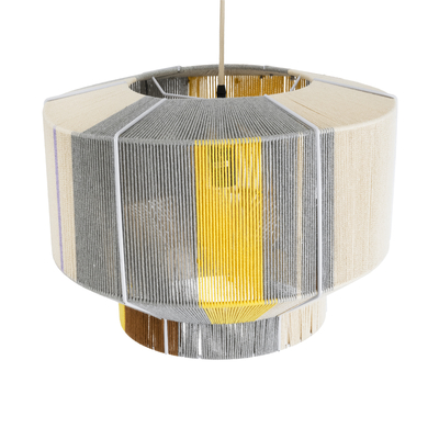 GloboStar® SALERNO 02290 Boho Κρεμαστό Φωτιστικό Πλέγμα Μονόφωτο 1 x E27 IP20 Πολύχρωμο Σχοινί - Μ50 x Π50 x Υ35cm