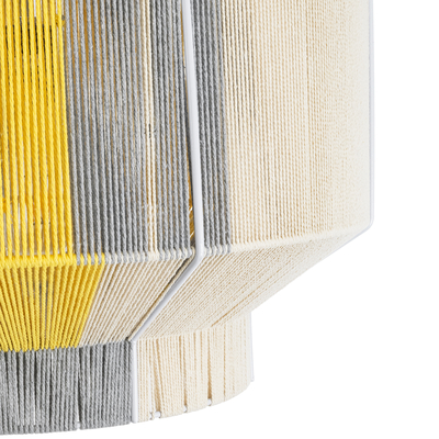 GloboStar® SALERNO 02290 Boho Κρεμαστό Φωτιστικό Πλέγμα Μονόφωτο 1 x E27 IP20 Πολύχρωμο Σχοινί - Μ50 x Π50 x Υ35cm