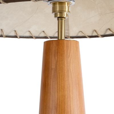 GloboStar® MASPALOMAS 02292 Boho Επιδαπέδιο Φωτιστικό Μονόφωτο 1 x E27 IP20 Καφέ Ξύλο με Μπεζ Ύφασμα - Μ55 x Π55 x Υ145cm