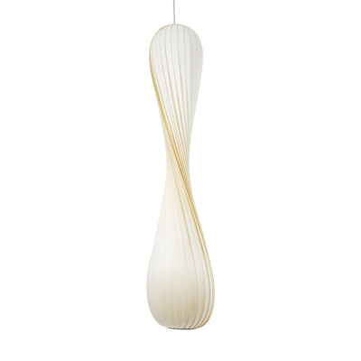 GloboStar® PRAIA 02317 Μοντέρνο Κρεμαστό Φωτιστικό Πλέγμα Δίφωτο 2 x E27 IP20 Μπεζ & Λευκό Ξύλο - Μ25 x Π25 x Υ145cm