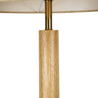 GloboStar® BERKBAY 02318 Boho Επιδαπέδιο Φωτιστικό Μονόφωτο 1 x E27 IP20 Μπεζ Ξύλο με Μπεζ Ύφασμα - Μ50 x Π50 x Υ150cm