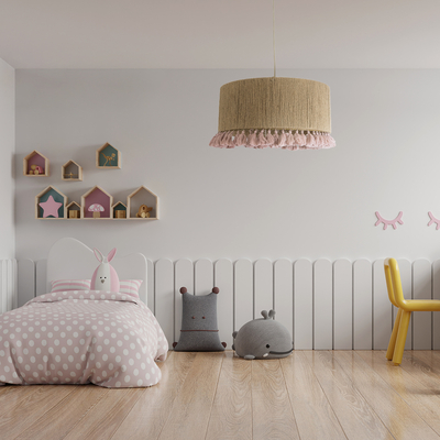 GloboStar® PUERTORICO 02096 Boho Κρεμαστό Φωτιστικό Καπέλο Μονόφωτο 1 x E27 IP20 Μπεζ & Ροζ Σχοινί - Μ50 x Π50 x Υ27cm