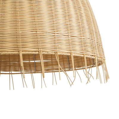 GloboStar® AQUATIC 01743 Boho Κρεμαστό Φωτιστικό Καμπάνα Μονόφωτο 1 x E27 IP20 Μπεζ Ξύλο - Μ60 x Π60 x Υ60cm