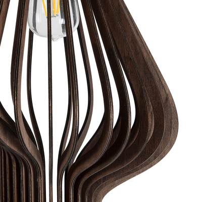 GloboStar® MIHIRO 02173 Boho Κρεμαστό Φωτιστικό Πλέγμα Μονόφωτο 1 x E27 IP20 Καφέ Ξύλο - Μ32 x Π32 x Υ56cm