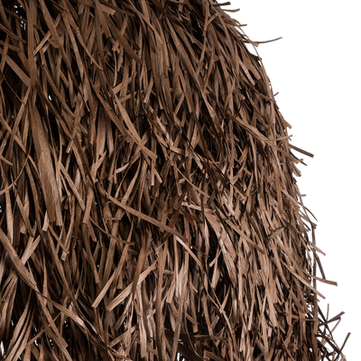 GloboStar® GUADELOUPE 02295 Boho Κρεμαστό Φωτιστικό Καμπάνα Μονόφωτο 1 x E27 IP20 Καφέ Ράφια - Μ120 x Π120 x Υ100cm