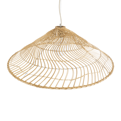 GloboStar® KAIA 02347 Boho Κρεμαστό Φωτιστικό Καμπάνα Μονόφωτο 1 x E27 IP20 Μπεζ Ξύλο - Μ80 x Π80 x Υ26cm