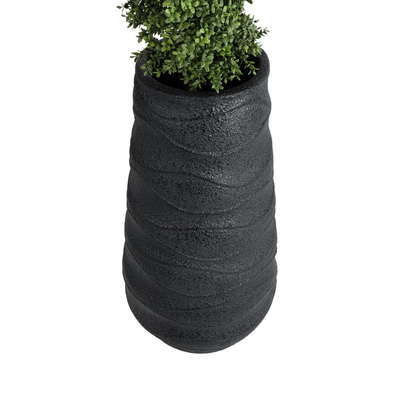 GloboStar® Artificial Garden BOLOGNA 20727 Επιδαπέδιο Πολυεστερικό Τσιμεντένιο Κασπώ Γλάστρα - Flower Pot Μαύρο Φ45 x Υ90cm