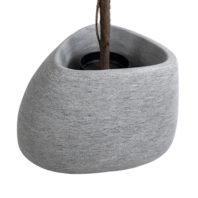 GloboStar® Artificial Garden OXFORD 20794 Επιδαπέδιο Πολυεστερικό Τσιμεντένιο Κασπώ Γλάστρα - Flower Pot Γκρι Μ60 x Π55 x Υ43cm