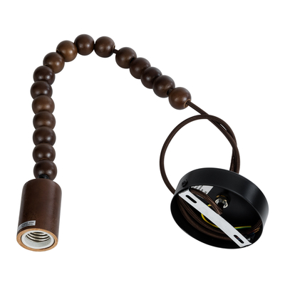 GloboStar® BEADS 00694 Vintage Κρεμαστό Φωτιστικό Ανάρτηση Μονόφωτο 1 x E27 IP20 Καφέ Ξύλο - Μ4 x Π4 x Υ47cm