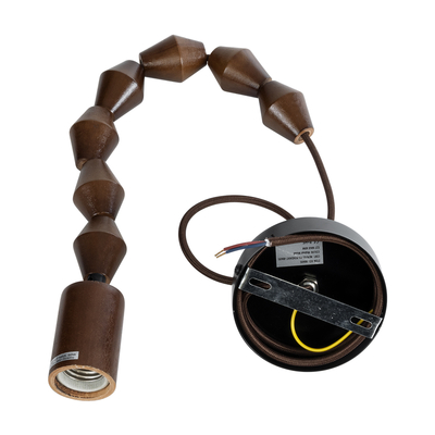 GloboStar® BEADS 00695 Vintage Κρεμαστό Φωτιστικό Ανάρτηση Μονόφωτο 1 x E27 IP20 Καφέ Ξύλο - Μ4 x Π4 x Υ43cm