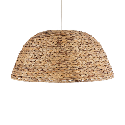 GloboStar® MANGATA 01847 Boho Κρεμαστό Φωτιστικό Καμπάνα Μονόφωτο 1 x E27 IP20 Μπεζ Ξύλο - Μ60 x Π60 x Υ28cm