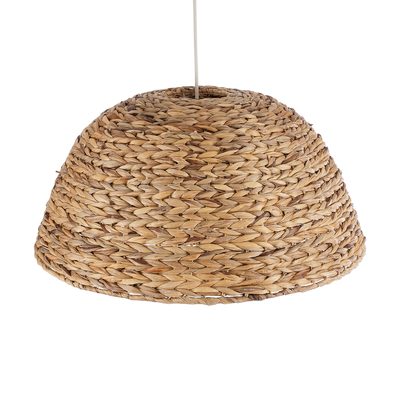 GloboStar® MANGATA 01847 Boho Κρεμαστό Φωτιστικό Καμπάνα Μονόφωτο 1 x E27 IP20 Μπεζ Ξύλο - Μ60 x Π60 x Υ28cm