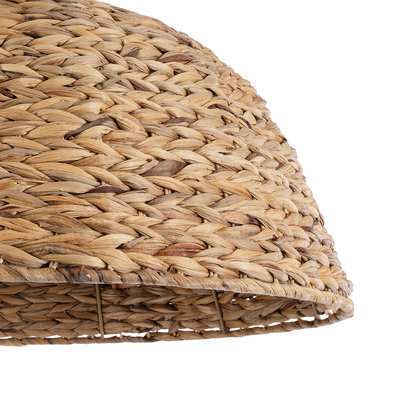 GloboStar® MANGATA 01847 Boho Κρεμαστό Φωτιστικό Καμπάνα Μονόφωτο 1 x E27 IP20 Μπεζ Ξύλο - Μ60 x Π60 x Υ28cm