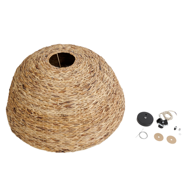 GloboStar® MANGATA 01848 Boho Κρεμαστό Φωτιστικό Καμπάνα Μονόφωτο 1 x E27 IP20 Καφέ Ξύλο - Μ90 x Π90 x Υ40cm