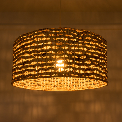 GloboStar® MANGATA 01849 Boho Κρεμαστό Φωτιστικό Καμπάνα Μονόφωτο 1 x E27 IP20 Καφέ Ξύλο - Μ60 x Π60 x Υ28cm