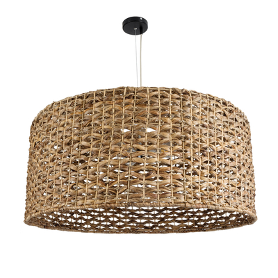 GloboStar® MANGATA 01850 Boho Κρεμαστό Φωτιστικό Καμπάνα Μονόφωτο 1 x E27 IP20 Καφέ Ξύλο - Μ90 x Π90 x Υ40cm