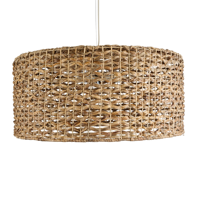 GloboStar® MANGATA 01850 Boho Κρεμαστό Φωτιστικό Καμπάνα Μονόφωτο 1 x E27 IP20 Καφέ Ξύλο - Μ90 x Π90 x Υ40cm