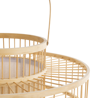 GloboStar® SORENIA 02003 Boho Επιδαπέδιο Φωτιστικό Μονόφωτο 1 x E27 IP20 Μπεζ Ξύλο - Μ48 x Π48 x Υ27cm