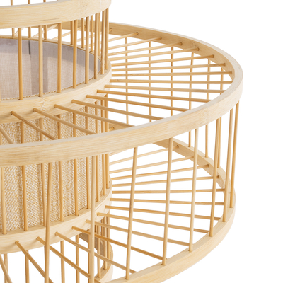 GloboStar® SORENIA 02003 Boho Επιδαπέδιο Φωτιστικό Μονόφωτο 1 x E27 IP20 Μπεζ Ξύλο - Μ48 x Π48 x Υ27cm