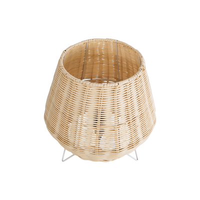 GloboStar® BOLSON 02010 Boho Επιδαπέδιο Φωτιστικό Μονόφωτο 1 x E27 IP20 Μπεζ Ξύλο με Λευκό Μέταλλο - Μ30 x Π30 x Υ30cm