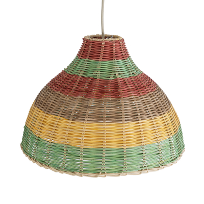 GloboStar® CABALLEROS 02053 Boho Κρεμαστό Φωτιστικό Καμπάνα Μονόφωτο 1 x E27 IP20 Πολύχρωμο Ξύλο - Μ40 x Π40 x Υ27cm