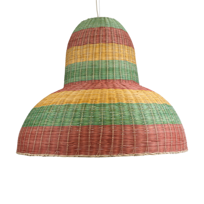 GloboStar® CABALLEROS 02059 Boho Κρεμαστό Φωτιστικό Καμπάνα Μονόφωτο 1 x E27 IP20 Πολύχρωμο Ξύλο - Μ100 x Π100 x Υ80cm