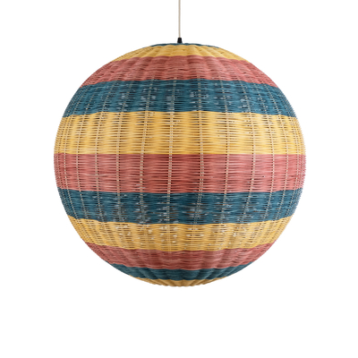 GloboStar® CABALLEROS 02063 Boho Κρεμαστό Φωτιστικό Μπάλα Μονόφωτο 1 x E27 IP20 Πολύχρωμο Ξύλο - Μ70 x Π70 x Υ70cm