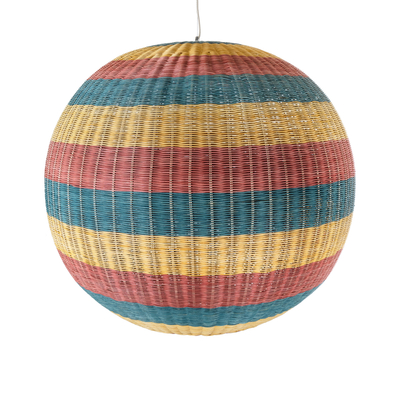 GloboStar® CABALLEROS 02064 Boho Κρεμαστό Φωτιστικό Μπάλα Μονόφωτο 1 x E27 IP20 Πολύχρωμο Ξύλο - Μ100 x Π100 x Υ100cm