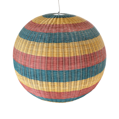 GloboStar® CABALLEROS 02064 Boho Κρεμαστό Φωτιστικό Μπάλα Μονόφωτο 1 x E27 IP20 Πολύχρωμο Ξύλο - Μ100 x Π100 x Υ100cm