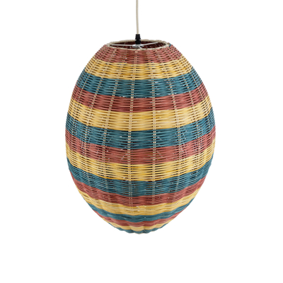 GloboStar® CABALLEROS 02065 Boho Κρεμαστό Φωτιστικό Πλέγμα Μονόφωτο 1 x E27 IP20 Πολύχρωμο Ξύλο - Μ40 x Π40 x Υ50cm