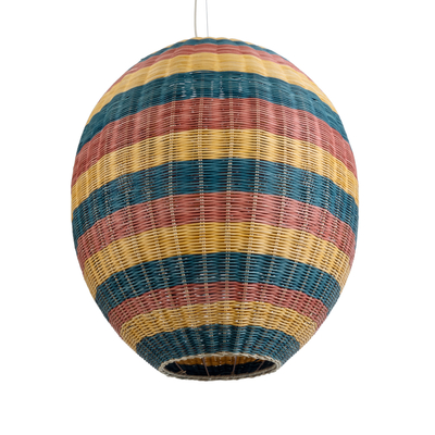 GloboStar® CABALLEROS 02066 Boho Κρεμαστό Φωτιστικό Πλέγμα Μονόφωτο 1 x E27 IP20 Πολύχρωμο Ξύλο - Μ70 x Π70 x Υ80cm